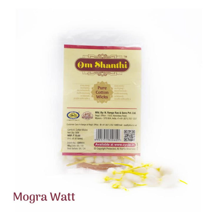 Om Shanti Pure Cotton Wicks Mogra