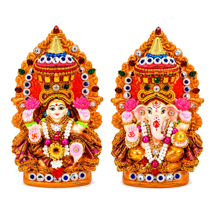 Dekorowane figurki Ganesh Lakshmi 5″