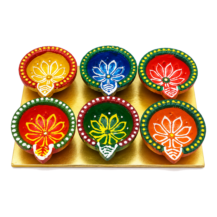 Kolorowe Flower Diya zestaw 6 sztuk CD-372A