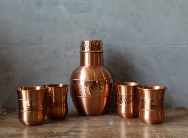 Copper Carafe With Cups