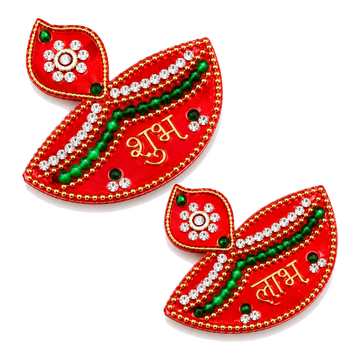 Akrylowe Shubh Labh z diya 3″ – 2 szt.